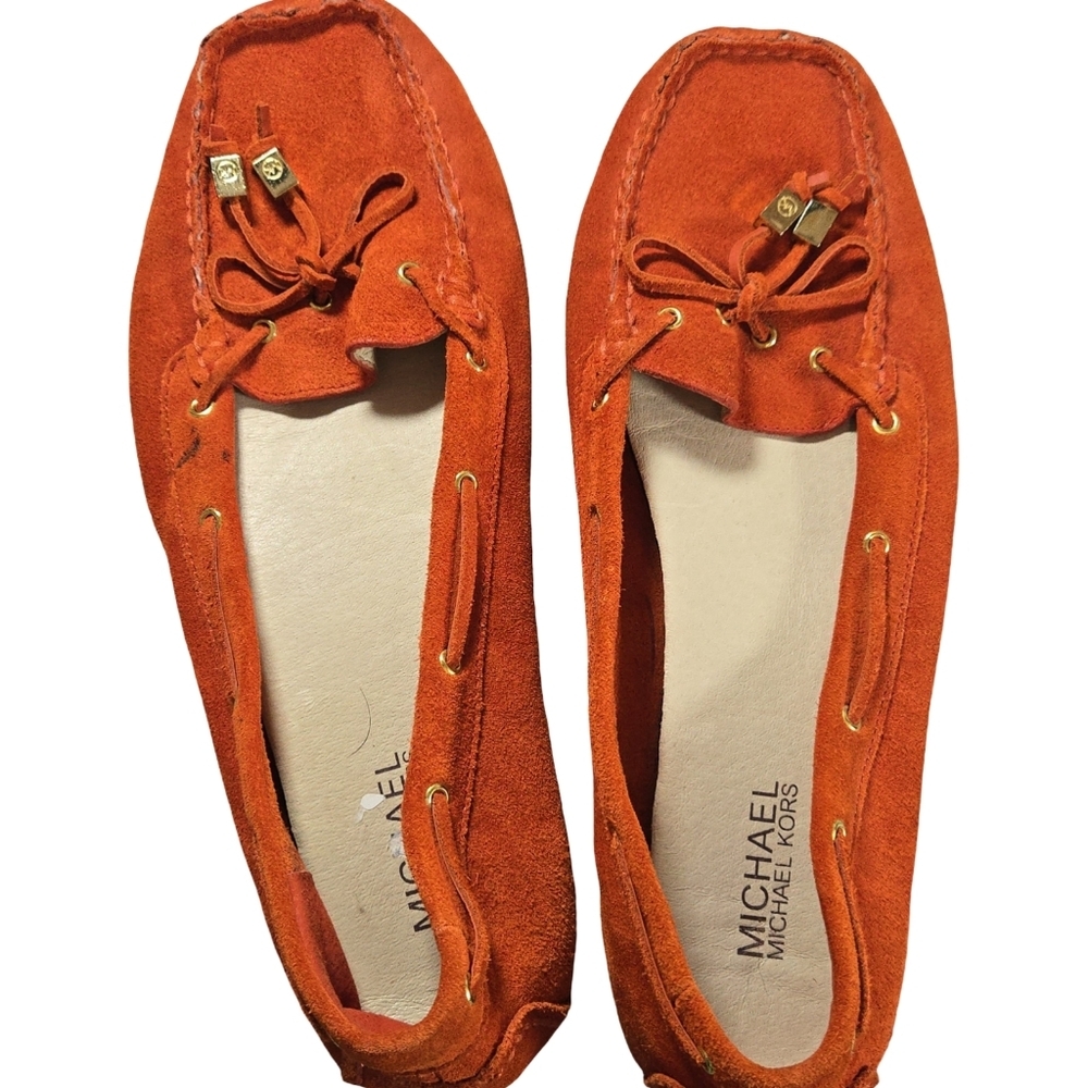 Michael Kors Vibrant Orange Moccasins Size 7 - Picture 2 of 6